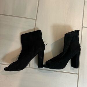 Wild Diva Black Peep-Toe Ankle Booties